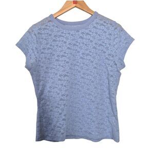 Aerie Light Monaco Blue Lace Vintage Short Sleeve Tee Size Medium
